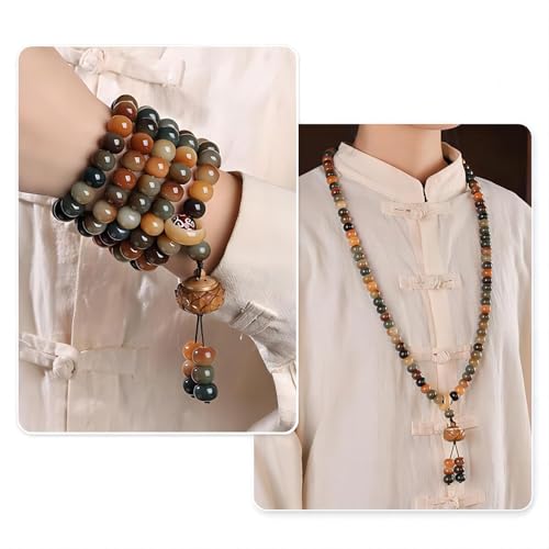 Mala Bead Strand Bracelet, 108 Buddhist Prayer Beads Yoga Meditation Green Malachite Beads Necklace Women man - style: 10mm Candy-Tone Bodhi