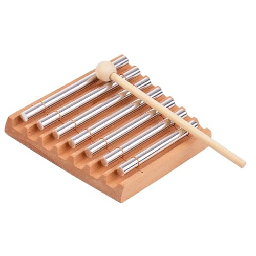 Meditation Chime Wooden Chimes Hand Chime with Mallet for Yoga Office Relaxing Sound, 7 Tone