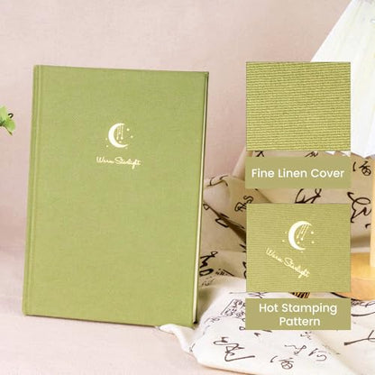 CAGIE Lined Journal Notebook for Women Men, A5 Hardcover Linen Journals for Writing 256 Pages, Aesthetic Womens Diary, Gifts 8.3'' x 5.7'' Light Olive - color: Light Olive