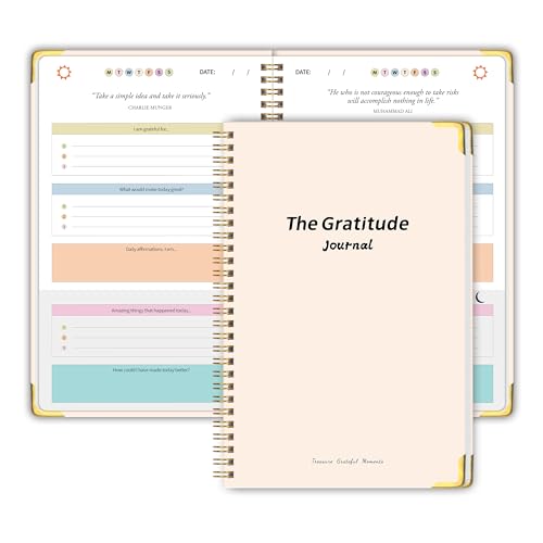 The Gratitude Journal for Women＆Men - 5 Minute Daily Gratitude Practice with Inspiring Prompts & Quotes for More Happiness, Affirmation, Mindfulness＆Reflection, Personalized Self Care Gifts for Mom - Beige - color: A5-Beige