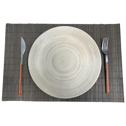 8-Pack Natural Bamboo Placemats Set - Reusable Rectangular Heat Resistant Table Mats for Everyday Use, Camping, Picnics, Party Decor - Easy to Clean & Store, Lightweight(Grey) - color: Gray, size: Set of 8