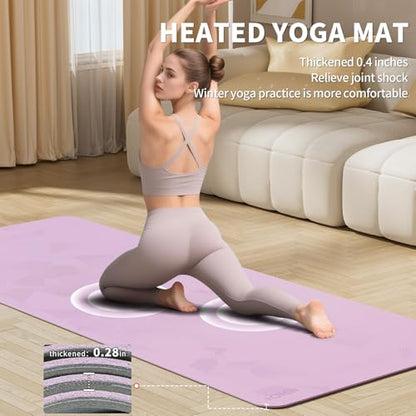 Heating yoga mat, warm yoga pad, more comfortable fitness mat in winter, yoga and meditation bio-mat - color: Purple
