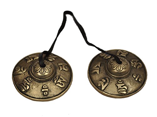 Dharma Store - Tibetan Tingsha Cymbals - 6.2 cm - OM Mane Padme Hum Symbols Embossed
