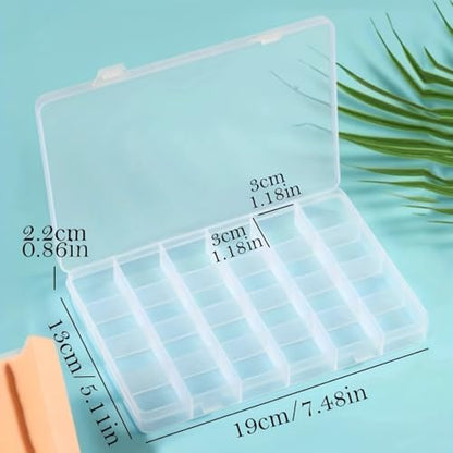 Large Capacity 24 Compartments Clear Jewelry Box Organizer - Perfect for Jewelry, Crafts, Beads, and Accessories - Durable Plastic Container with Secure Closure