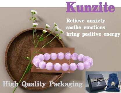 Single-pack of pure gemstone bracelets… - color: Kunzite-9MM