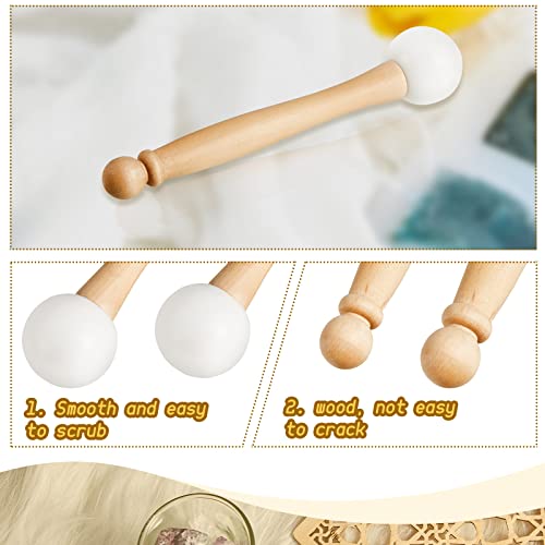 Nuanchu 4 Pcs Crystal Singing Bowl Mallet Bowl Striker and O Ring Set, Include 2 Rubber Head Wood Handle Mallet with 2 Rubber O Rings for Playing Crystal Singing Tool Buddhist Meditation Yoga