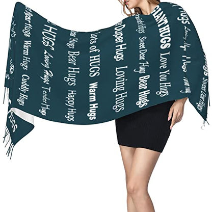 Hugs Shawl Gift For Friends And Family With Inspirational Messages Pashmina Positive Energy,Compassion,Serenity Wraps - color: K1k01