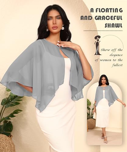 Chiffon Large Capelets Shawl Wraps Women's Girls Shrug for Evening Dress Wedding Cape Cover Up 1920s