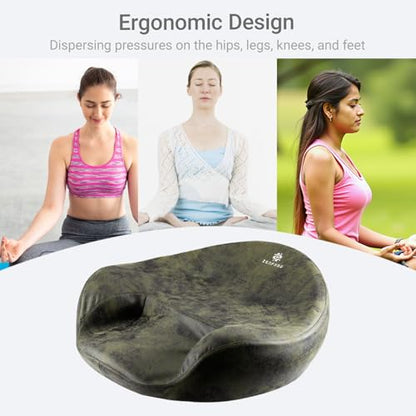 Ergonomic Meditation Cushion/Chair/Seat/Floor Pillow for Home/Office/Studio – Memory Foam, Removable & Washable Cover, Designed for Long Period Meditation Comfort (Dark Green)