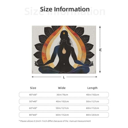 Yoga Meditation Printed Flannel Blanket 40x30 Inch 240g - for Bedroom, Sofa, Office, Plush Warm Sofa Throw Blanket, Comfy Blanket All Seasons - size: 40x30 Inch