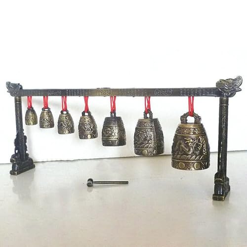 Musical Meditation Gong with 7 Ornate Bells with Dragon Design Rare Collectable