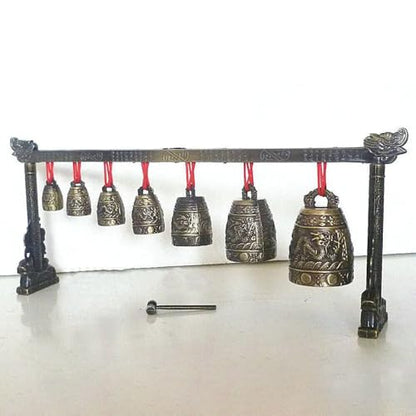 Musical Meditation Gong with 7 Ornate Bells with Dragon Design Rare Collectable