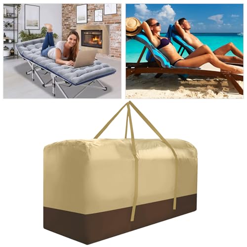 Outdoor Cushion Storage Bag Extra Large 420D Oxford Waterproof Dust Proof Outdoor Zippered Patio Cushion Storage Bag (Beige) - size: X-Large (Pack of 1)
