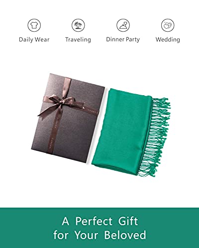 EURKEA Women's Scarf Pashmina Silky Soft Shawls Wraps Stole for Evening, Wedding and Gift - color: Green