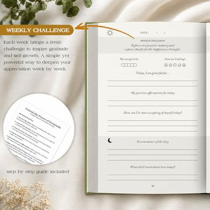 Gratitude Journal 2026 – Undated Daily Gratitude Journal with Upgraded Dynamic Prompts & Gift Box – 5 Minute Reflection, Mindfulness & Happiness Journal for Women & Men - color: Sage Green