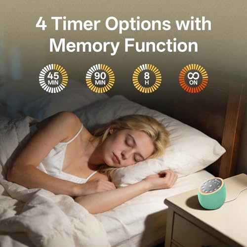 Hotmoon Sound Machine for Sleep, Cocoon 2 White Noise Sound Machine with 40 Relaxing Sounds, Dual-Speaker & Timer, 8 Night Light, Pink Brown Green Noise for Sleeping Adults, Office Privacy, Plug-in - size: green