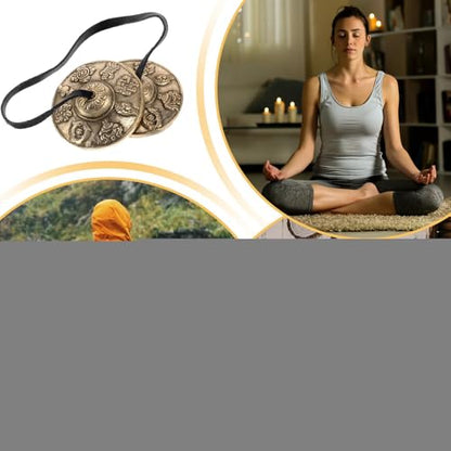 TibetanCymbals Bell – 2.56 Inches Meditation TingshaCymbals, Handheld Metal RitualCymbals, Portable Spiritual Yoga Sound Instrument | Sacred Meditation & Yoga Bell Set for Home Clapping Drumming