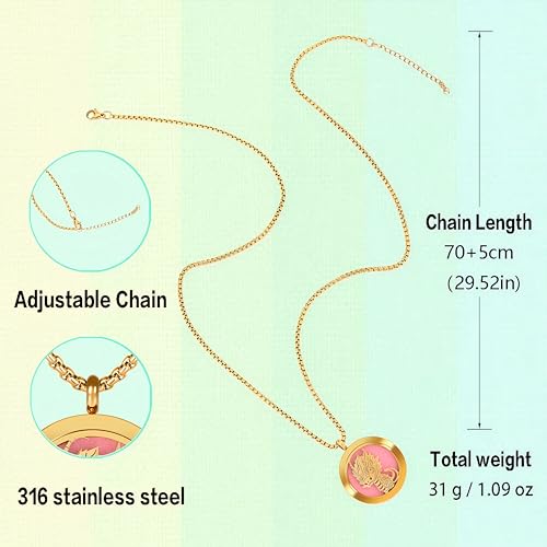 Aromatherapy Diffuser Necklace-Dinosaur Essential Oil Necklace,Aromatherapy Diffuser Pendant for Men and Women,Portable,Suitable for Yoga,Meditation,Travel,Stress Relief Gift(Gold 30mm) - color: Cute Dinosaur Gold