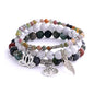 Tree of Life Yoga Healing Stone Bracelets,Multilayer Lotus Chakra Stone Reiki Bracelet Sets,Anxiety Crystal Natural Stone,for Women Stress Relief - style: Indian agate + white turquoise