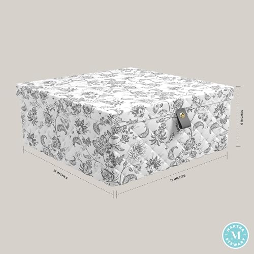 Martha Stewart Shallow Collapsible Storage Photo Organization Bin Container With Lid, Bedford Floral - size: Set of 1 Lidded Storage Organizer