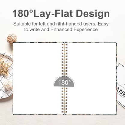 A5 Blank Notebook - 70 Sheets/140 Pages Blank Paper Notebook, 100 GSM Thick White Paper, 5.8" x 8.3" Spiral Blank Journal, Flower-B - size: 1-Pack, style: Flower-B