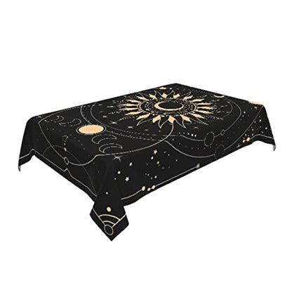 Cafl Tarot Tablecloth Sun Star Moon Tablecloth Waterproof Wrinkle Free Rectangle Table Cloth for Dining Room 54 x 72 Inch