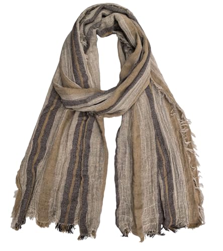 Artistic Retro Cotton And Linen Scarf, Plain Tie Dye Gradient Autumn And Winter New Soft Cotton Shawl - color: Dark Khaki