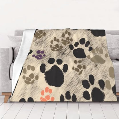 Dog Paws Print 2 Prints Throw Blanket (320g Flannel) Anti-Pilling Warm Fuzzy Blankets for Bed Sofa Couch Travel 40x30 Inch - color: Dog Paws Print 2, size: 40x30 Inch