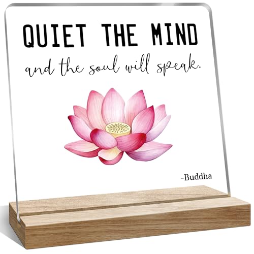 Yoga Room Motivational Gifts Lotus Sign, Meditation Accessories, Quiet The Mind And The Soul Will Speak Desk Décor - color: Orange