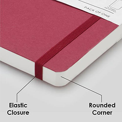 myPAPERCLIP Limited Edition A5 Plain Notebook | 192 Pages, 100 GSM, Soft Cover, A5 (5.83 × 8.27 in) | Flat Lay | Bookmark & Elastic Closure | Ruby