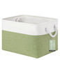 Large Storage Baskets- 15x11x10 inch Storage Bins for Shelves and Closet Organizing, Foldable Fabric Bin for Home Organization Clothes and Laundry (1-Pack, White&Green)