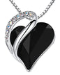 Leafael Gift Necklaces for Women, Infinity Love Birthstone Heart Crystal Pendant, Birthday Anniversary Jewelry for Wife, Mom, and Her, Silver Plated, 18" + 2" Adjustable Chain - color: 13b-Protection-Jet Black