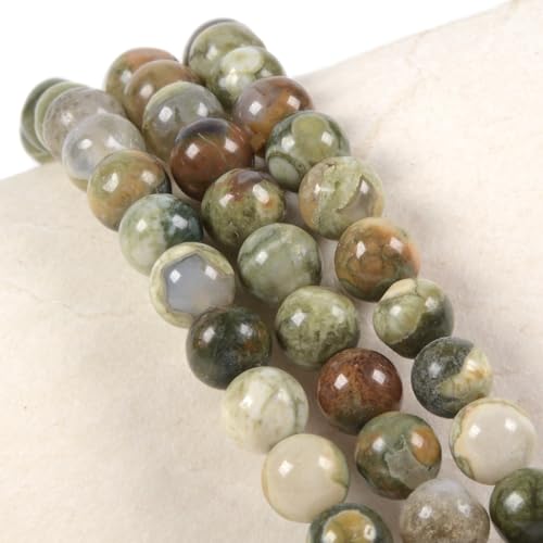 Justinstones Gem Semi Precious Gemstone 3pcs 4mm Round Beads Stretch Bracelet 6.5 Inch Unisex - color: Rhyolite Jasper