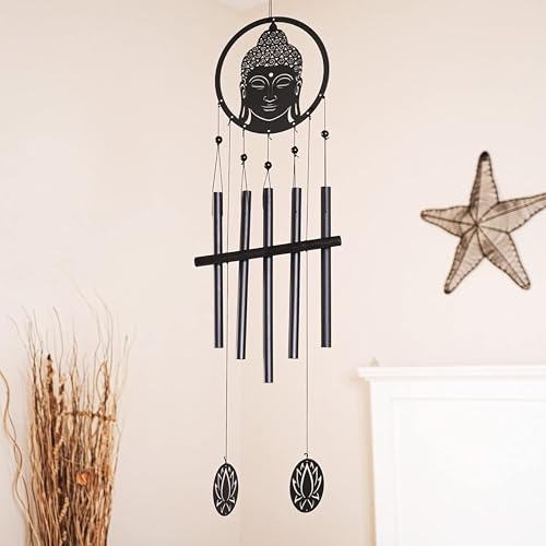 VP Home 28-inch Eternal Zen Buddha Wind Chimes for Outside Unique Zen Buddha Windchimes Outdoor Decorations Garden Decor Buddha Gift for Women, Mom, Grandma, Unisex - color: Zen Buddha Eternal Black