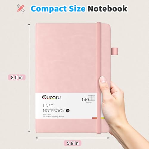 Oucaru Lined Journal Notebook, 16 Pack, 180 Pages, A5 Journals for Writing, 100 GSM Thick Paper, Small Notebooks Daily Journal for Women Men Work, Business, School, Travel Supplies - color: Blush