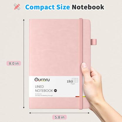 Oucaru Lined Journal Notebook, 16 Pack, 180 Pages, A5 Journals for Writing, 100 GSM Thick Paper, Small Notebooks Daily Journal for Women Men Work, Business, School, Travel Supplies - color: Blush