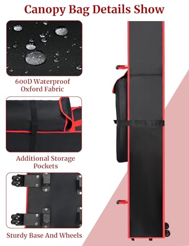 Wheeled Canopy Tent Replacement Bag 10x10x62, Heavy Duty 800D Oxford Carry Bag with Wheels & Handle, Waterproof Storage Case for Pop Up Canopy Frame - size: 10x10x62Inch