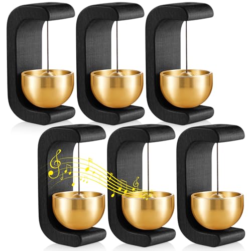 Zonon 6 Pcs Magnetic Wooden Wind Chime Doorbell Decoration Shopkeepers Bell for Door Opening C Shape for Housewarming Gift Refrigerator Room Garden Restaurant (Black Beech) - color: Black Beech