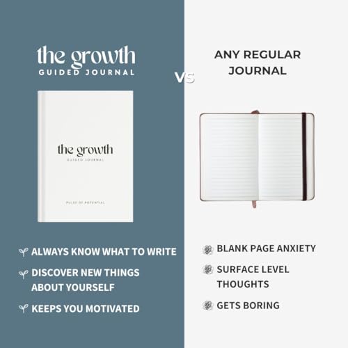 The Growth Guided Journal - Like Therapy in a Journal for Self-Discovery, Healing, Self-Love and Personal Growth - Daily Journal Prompts for Self-Care - Wellness Gift for Men and Women
