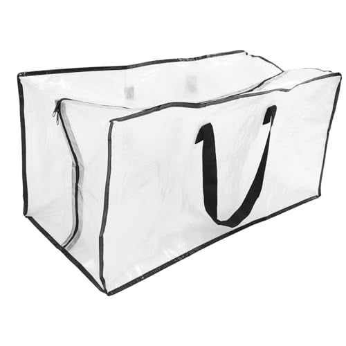 BESTYASH Multi-functional Storage Bag for Clothes Comforters and Blankets Heavy-duty Portable Moving Bag with Zipper and Strong Handles Capacity Semi-transparent Design