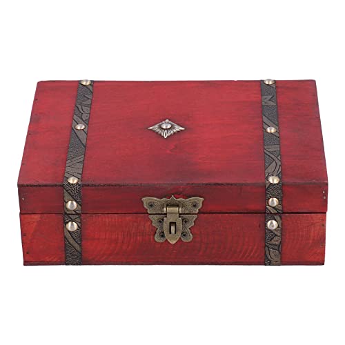 Alvinlite Decorative Wood Storage Trunk Decorative Small Wood Box Decorative Storage Chest Box for Home Decor decorative chest - color: Pink Red