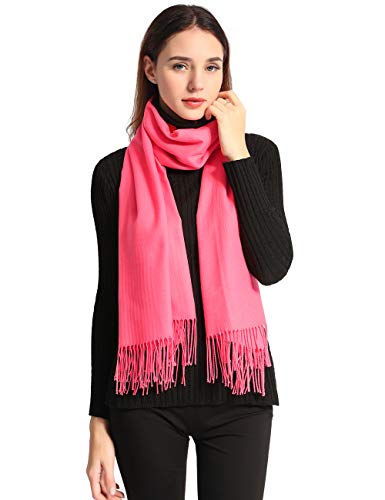 Pashmina Shawl Women Winter Scarf Warm Wedding Wraps Ladies Scarves for Evening Dresses - color: Coral