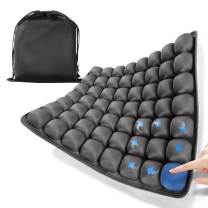 JOYMAY Travel Seat Cushion Inflatable Seat Cushion 56 Ergonomic Air Cell 3D Air Seat Cushions Adjustable Inflatable Portable Airplane seat Cushion for Wheelchair, Car, Office, Home Living (Grey)