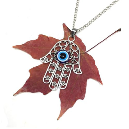 Healing Stress Anxiety Meditation Grounding Energy Gemstone Necklace Series - color: HAMSA Pendant