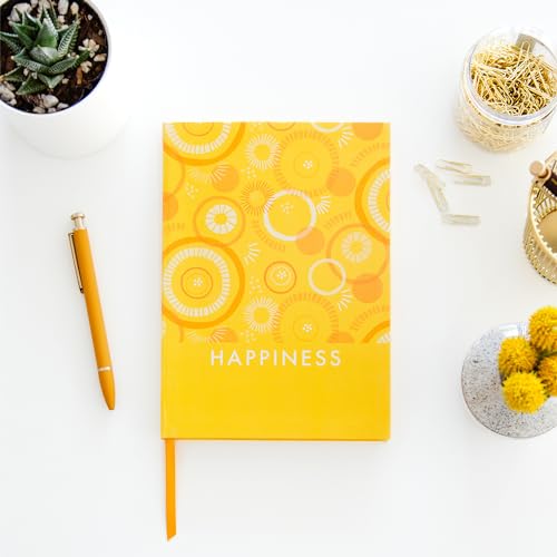 TableTopics Happiness Prompted Journal - Reflection Notebook with Questions, Quotes, Tips, & Guided Activities for Positive Thinking, Improved Mood, Wellness, Self-care Journal with Prompts for Women - style: Happiness