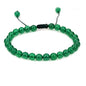 Angelstones Handmade Gemstone 6mm Round Beads Adjustable Braided Macrame Tassels Chakra Reiki Bracelets 7-9 inch Unisex - color: Green Agate