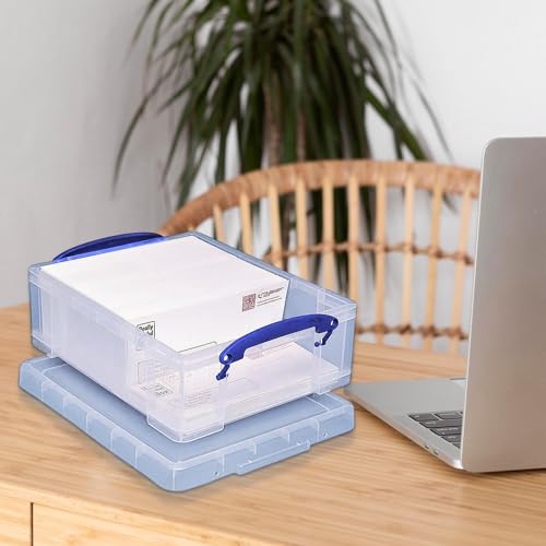 Really Useful Box 4 Pack Storage Bins, Clear Plastic Stackable Organizing Totes, 8.1 Liter - size: 4 Pack