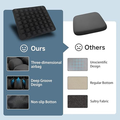 Comfortable 3D Air Cell Seat Cushion, Air Inflatable Pressure Relief Seat Bolster for Wheelchair, Car, Office, Home Living, Sondur Travel Cushion with Adjustable Firmness (49-Point Cushion) - size: 49-point cushion