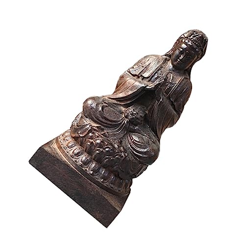 LIFKOME Carving Buddha Statue Delicate Wooden Yin Figurine Indoor Desktop Decor for Zen Atmosphere Antique Home Sacrificing Ornament Compact Meditation Decoration