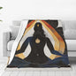 Yoga Meditation Printed Flannel Throw Blanket, Plush Warm Sofa Throw Blanket for Couch, Bed, Travel, Camping, Cinema 60x50 Inch - size: 60x50 Inch